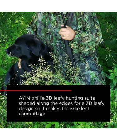 AYIN Ghillie Suit for Men - 3D Leaf Bush Camo for Turkey Hunting - Woodland Hooded Gillie Suit 2XL/3XL Green Leaf - Buy Online on SooperMarket.com