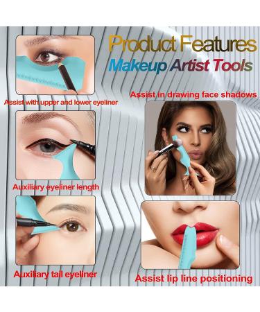 SHANPIN 5 in 1 Silicone Eye Makeup Tool - Reusable Eyeliner Stencils & Winged Eyeliner Aid in Blue - Buy Online on SooperMarket.com
