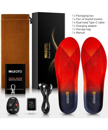 Heated Insoles 3300mAh with Remote | Up to 11 Hours Heating | Rechargeable Electric Foot Warmer for Men & Women | Ideal for Hunting, Skiing, Hiking & Camping | Red, Size L (US Men's 9.5-12, Women's 11-13.5) - Buy Online on SooperMarket.com