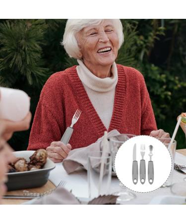 Adaptive Utensils Built up Fork Spoon Rocker Knife Easy Grip Silverware for Adults Elderly Weak Hand Patients Disabled Light Grey 3 Piece Set (Color : Light Grey) - Buy Online on SooperMarket.com