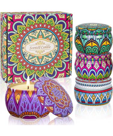 Fragrance candles gifts for women: 4pack aromatherapy candle 120h burn time 4.4oz soy wax candles for house fragrant essential oil stress relief candles gift set for Christmas birthday f05 sun