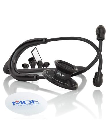 MDF Acoustica Deluxe Lightweight Dual Head Stethoscope - Free-Parts-for-Life & Lifetime Warranty - All Black (MDF747XP-BO) All Black (BlackOut)