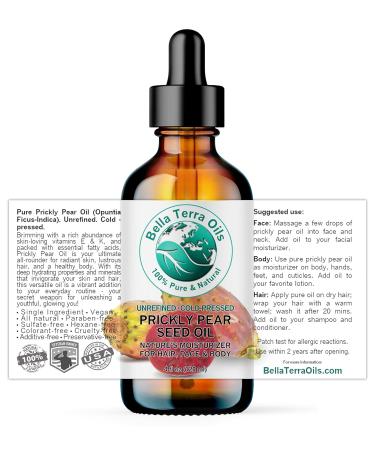 Shop Bella Terra Prickly Pear Oil 4 oz - Nourishing Cactus Oil with Omega-6 & Vitamin K - Experience Natural Luxury - Buy Online on SooperMarket.com