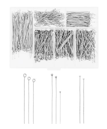 Mandala Crafts 600 PCs Open Eye Pins for Jewelry Making - Stainless Steel Head Pins for Making Jewelry - Bead Eye Pins for Earring Making Necklace Bracelet Clay Charms 30mm 40mm 50mm Stainless Steel 30mm 40mm 50mm