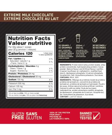 Optimum Nutrition Gold Standard 100% Whey Protein Powder 907g - Extreme Milk Chocolate - 28 servings (packaging may vary) Chocolate 907g - Buy Online on SooperMarket.com