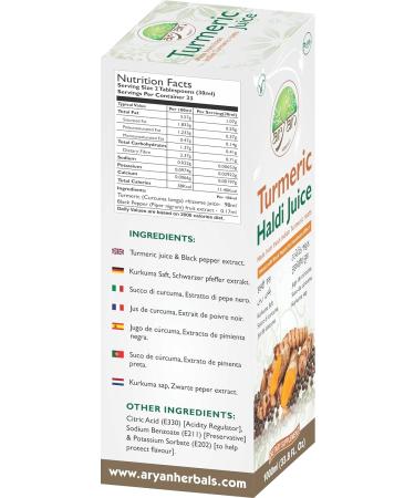 Aryan Herbals Turmeric (Haldi) Juice No Sugar & Artificial Colors Added Natural Juice 1000 ml - Buy Online on SooperMarket.com