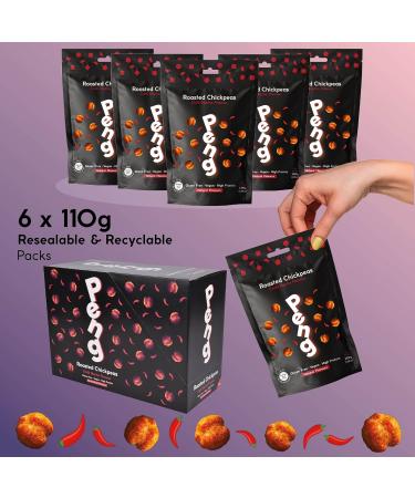 6 x Peng Roasted Chickpeas Snack (110g) - Healthy High Protein Plant-Based Double Roasted Chickpeas Snack (Chilli Nacho) - Buy Online on SooperMarket.com