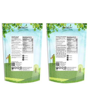 Organic Dry Beans Bundle - 5 LB Black Beans & 5 LB Pinto Beans | Non-GMO, Raw, Vegan, Kosher | Sproutable, Bulk Pack | High in Fiber & Protein | Ideal for Soups, Burritos, Tacos - Buy Online on SooperMarket.com