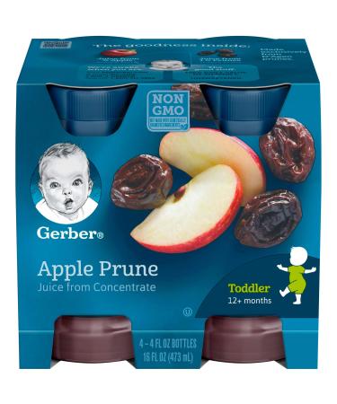 Gerber 100% Juice Apple Prune, 4 Fl Oz (Pack of 24)