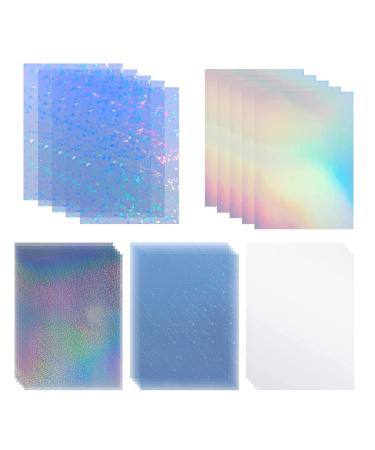 25 Sheets A4 Size (8.25x11.7)Holographic Sticker 5 Styles Mixed Clear Adhesive Laminted Film Holographic Overlay No need Machine