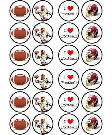 24 American Football Wafer Cupcake Toppers Edible PREMIUM THICKNESS Sweetened Vanilla Wafer Card Cupcake Decorations - Buy Online on SooperMarket.com