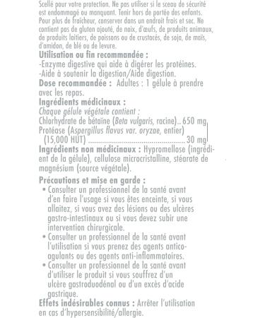 Naka Platinum Betaine HCL 650mg + Protease Digestive Support Made in Canada (75 vcaps) 75 count (Pack of 1) - Buy Online on SooperMarket.com