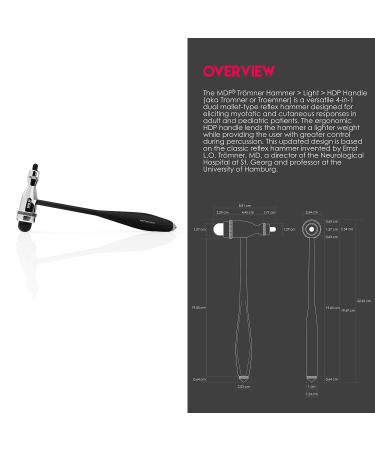MDF Tromner Neurological Reflex Hammer with Brush & HDP Handle - Black (MDF555P-11) - Free Parts for Life & Lifetime Warranty - Buy Online on SooperMarket.com