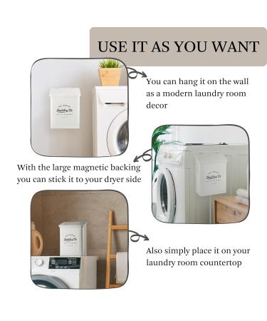Magnetic Lint Bin for Laundry Room | Metal Trash Can with Lid | Farmhouse Lint Holder & Dryer Lint Brush - Stylish Storage Decor - Buy Online on SooperMarket.com