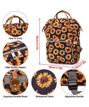 Sunflower Diaper Bag Backpack - Large Waterproof Maternity Baby Nappy Bag for Women - Buy Online on SooperMarket.com
