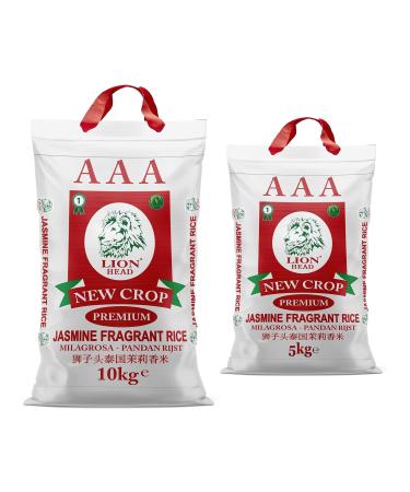 Lion Head AAA Premium Jasmine Fragrant Rice Bundle Pack 1 x 10kg & 1 x 5kg - (Total 15kg)