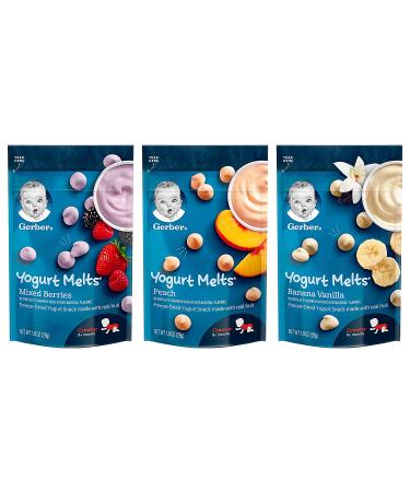 Gerber Yogurt Melts Variety Pack - Mixed Berry, Peach, Banana Vanilla - 1oz (Pack of 7) - Buy Online on SooperMarket.com