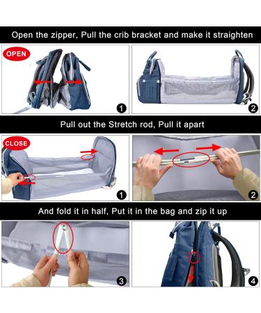 Shop SndMor Dark Blue Diaper Bag Backpack - Multifunctional with Bed Function Stroller Hooks Ideal for Moms & Dads | International Shipping - Buy Online on SooperMarket.com