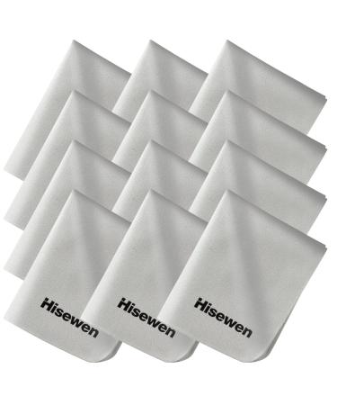 Hisewen Microfiber Cleaning Cloth Glasses Cloth Camera Lens Cleaner for Eyeglass, Phone, Camera, Tablet, Computer Screen Cleaning (12 Pack, 6X7)