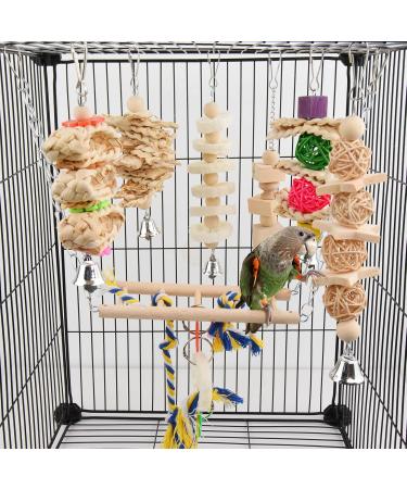Onebarleycorn Budgie & Parrot Toy Set - 7 Wooden Bird Toys Swings & Canaries for Happy Pet Playtime - Buy Online on SooperMarket.com