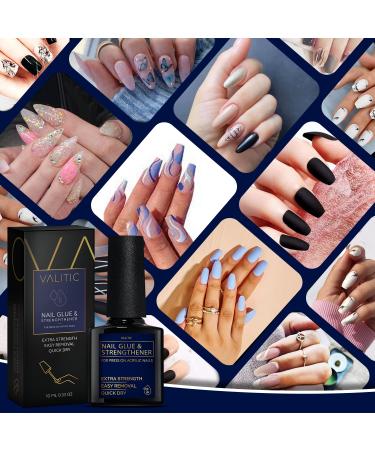 Valitic Nail Glue & Strengthener for Acrylic/Press On Nails - Quick Dry Brush On Gel, Long Lasting & Adhesive Bond for False Nails - Nail Strengthener for Tips - 0.33oz, 1 Pack - Buy Online on SooperMarket.com