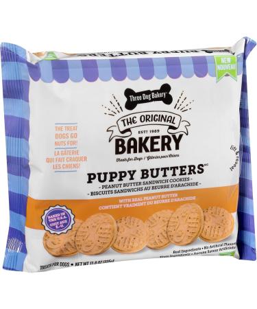 Three Dog Bakery Puppy Butters Peanut Butter Sandwich Dog Cookies White - Buy Online on SooperMarket.com