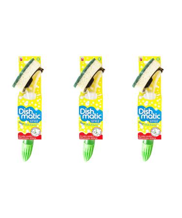 3PK Dishmatic Fillable Washing up Brush with Handle Colour and Design May Vary (Refill with Handle) E- Refill with Handle