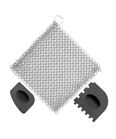 Cast iron cleaner ring cleaner chain network scrubber with plastic grill scrap stainless steel pan cleaner potted cleaner for cleaning of casting and wrought iron for dutch oven frying pans grill pans