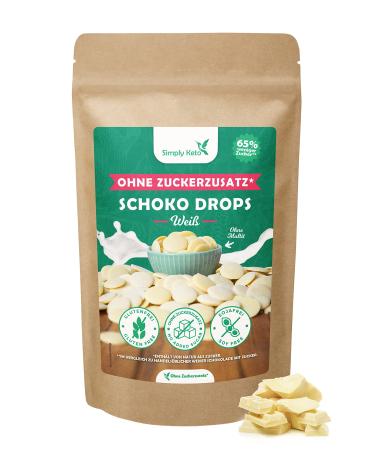 Simply Keto Lower Carb* chocolate drops without adding sugar (200g) - white chocolate drops to snack or bake - sweetened with erythritus instead of sugar - ideal for low -carb & ketogenic diet white 200 g (1 Pack)