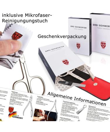 DREI SCHWERTER Germany 4-Piece Manicure Set - Pink Faux Leather Nail Scissors Clippers & Tweezers | International Shipping Available - Buy Online on SooperMarket.com
