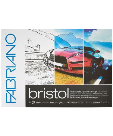 Honsell Fabriano Bristol 19002942 Pad DIN A3 250 g/m  20 Sheets Ultra Smooth Surface Very Erase-Resistant Ideal for Illustrations  Graphics and Design