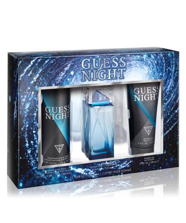 GUESS Night Men Eau de Toilette 3 Piece Gift Set - Cologne Spray 3.4 Fl. Oz. Deodorizing Body Spray 6.0 Oz. & Shower Gel 6.7 Fl. Oz.