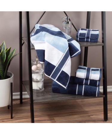 Lavish Home Oakville Velour 6-Piece Towel Set - Navy | 100% Cotton - Buy Online on SooperMarket.com
