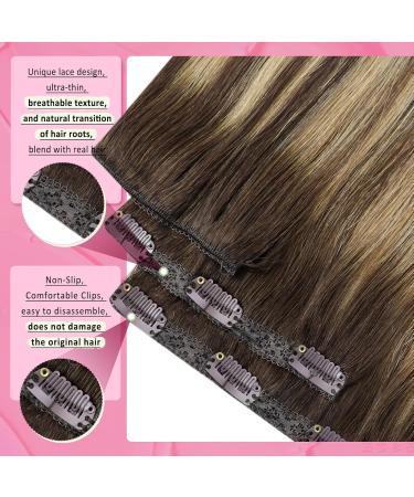 Youngsee 50cm Clip-in Ombre Extensions - Real Remy Hair Dark Brown Balayage Caramel Blonde (120g 7PCs) - Buy Online on SooperMarket.com