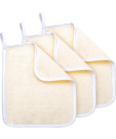 Exfoliating Face and Body Wash Cloths Towel Soft Weave Bath Cloth Exfoliating Scrub Cloth Massage Bath Cloth for Women and Man (3 Pack Exfoliating Side and Soft Terry Side Cloth)