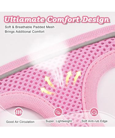 Escape-Proof Adjustable Cat Harness & Lead Set | Reflective Mesh Vest for Walking | Small Dogs & Puppies | Size M Pink - Buy Online on SooperMarket.com