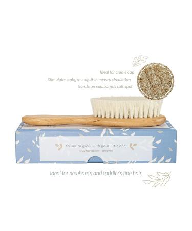 Fephas Wooden Baby Goat Hair Brush for Newborns and Toddlers | Soft Goat Hair & Silicone Brush for Cradle Cap | Great Addition to Baby Registry - Buy Online on SooperMarket.com