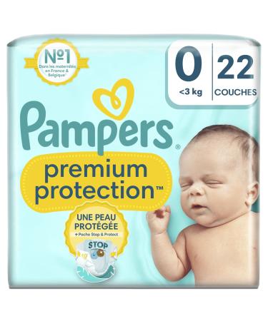 Pampers Premium Protection Size 0 Diapers x 22 3 kg double protection for the skin and against leaks