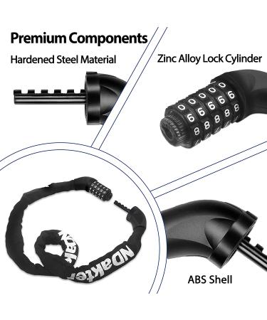 NDakter 5-Digit Combination Bike Chain Lock - Heavy Duty Anti-Theft Security for Bicycle, Scooter, Motorcycle - 3.2 ft Long - Resettable - Black - Buy Online on SooperMarket.com