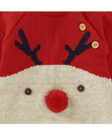Christmas Reindeer Baby Romper | Winter Knit Long Sleeve Outfit - Newborn 3-6 Months - Buy Online on SooperMarket.com