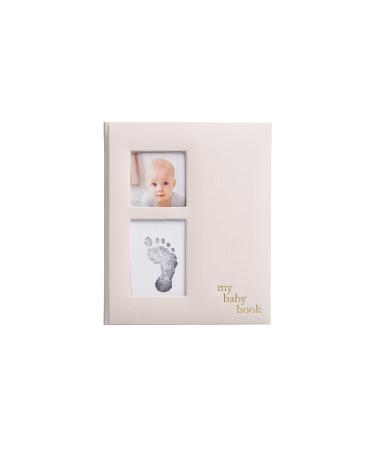 Pearhead Linen Baby Memory Book and Clean-Touch Ink Pad, Gender Neutral Baby Accessory, Baby Milestones Photo Album, Ivory
