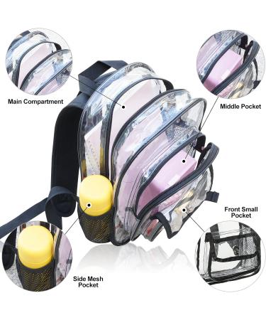 Small Clear Backpack Stadium Approved Heavy Duty Clear Mini Backpack Transparent Book bag for Concert Work Sport Games Festival - Buy Online on SooperMarket.com