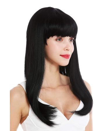WIG ME UP MA116-1 Women's Long Straight Black Wig with Bangs - Retro 50s Style eCommerce Shipping Worldwide - Buy Online on SooperMarket.com