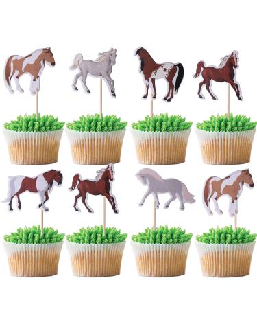 36 pieces horses Tortendendeco Birthday Horses Cupcake Topper Wild Animal Muffin Decoration Horse Birthday Cupcake Tortendeko Baby Shower Birthday Topic Cake Decorations Accorations Sample3-Horse