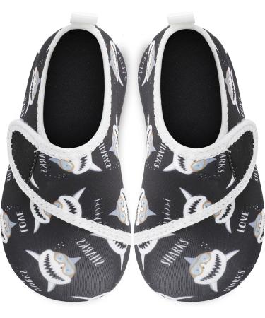 JIASUQI Kids Water Shoes - Quick Dry Barefoot Aqua Socks for Beach & Pool | Black Shark Design | Size 8.5/9 UK Child - Buy Online on SooperMarket.com