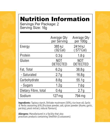 Real Naturals Shiitake Mushroom Chips Garlic and Herbs Non GMO Low Calorie Vegan 12 Count of 32g - Buy Online on SooperMarket.com