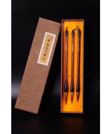 Hbasyp Chinese Traditional Calligraphy Brush Set - Wolf Hair/Sumi Drawing/Painting Set - Small Brown Box - Buy Online on SooperMarket.com