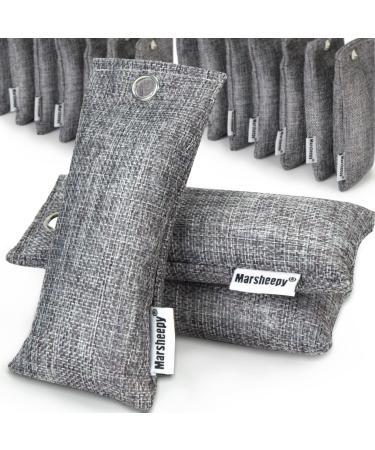 Marsheepy 24 Pack Activated Bamboo Charcoal Shoe Deodorizer Bags, Activated Charcoal Odor Absorber, Odor Eliminator for Car, Pet, Closet, Bathroom (50g per Pack) 24Pack