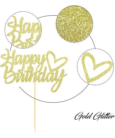Sumerk Gold Glitter Happy Birthday Cake Topper 1PC Cake Toppers for Birthday Party Decorations Supplies - Buy Online on SooperMarket.com