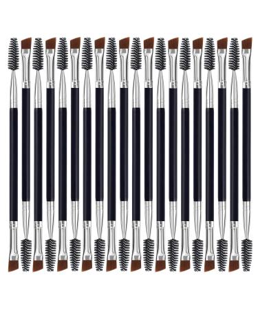 Duo Eye brow Brush Angled Eyebrow Brush and Spoolie Brush Eyelash Comb Eyebrow Brush Tool (20 Pcs) 20 Count (Pack of 20)